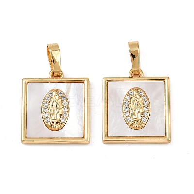 Brass Micro Pave Clear Cubic Zirconia Pendants KK-C109-07C-G-1