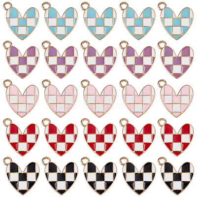 30Pcs Rack Plating Alloy Enamel Pendants ENAM-SC0006-24-1