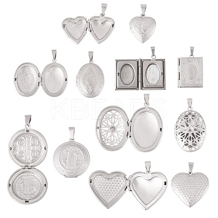 6Pcs 6 Styles 316 Stainless Steel Locket Pendants STAS-TA0003-24-1