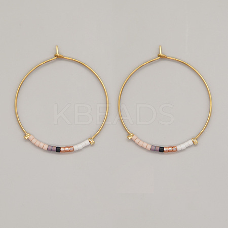 Bohemian Handmade Glass Seed Beads Hoop Earrings AM1646-4-1