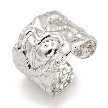 Non-Tarnish 304 Stainless Steel Textured Open Cuff Ring RJEW-A043-11P-1