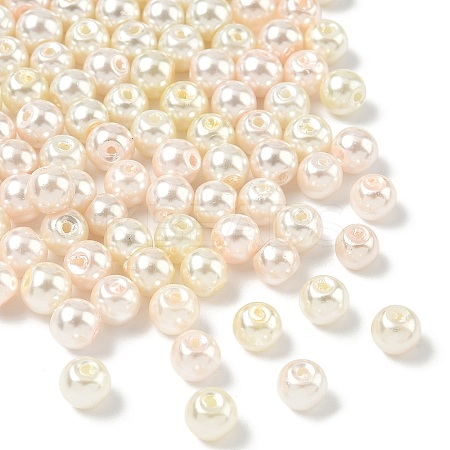 Baking Paint Pearlized Glass Pearl Round Beads HY-XCP0001-26-1