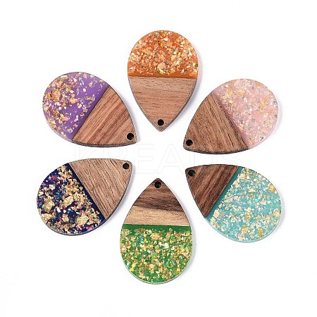 Opaque Resin and Walnut Wood Pendants RESI-T060-11M-1
