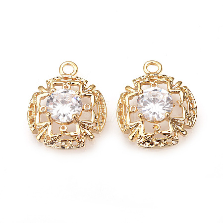 Brass Cubic Zirconia Pendants ZIRC-R015-112G-1