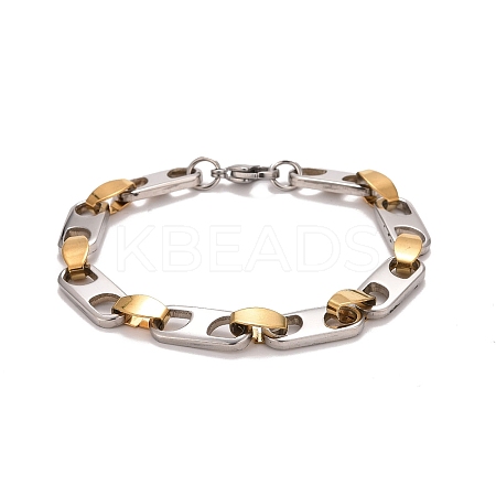 PVD Vacuum Plating 201 Stainless Steel Oval Link Chain Bracelets LS-STAS-E160-04GP-1