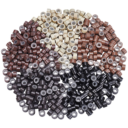 500Pcs 5 Colors Silicone Hair Coil Cuffs OHAR-SP0001-13-1