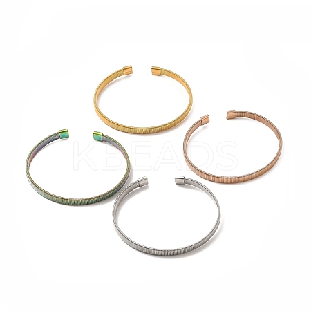 304 Stainless Steel Flat Snake Chains Shape Open Cuff Bangle for Women BJEW-C033-03-1