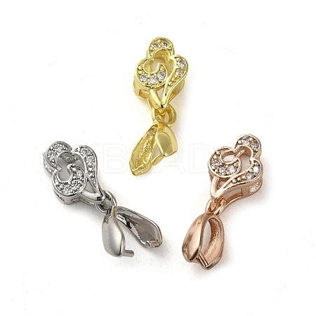 Rack Plating Brass Micro Pave Clear Cubic Zirconia Ice Pick Pinch Bails KK-K340-15-1