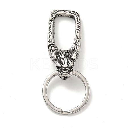 Tibetan Style 316 Surgical Stainless Steel Fittings with 304 Stainless Steel Key Ring FIND-Q101-09AS-01-1