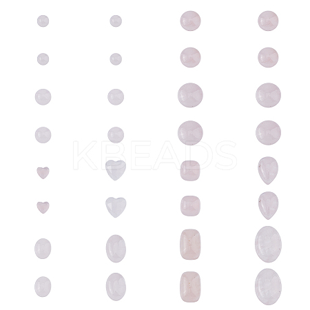 SUPERFINDINGS 32Pcs 12 Styles Natural Rose Quartz Cabochons G-FH0002-18-1