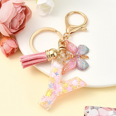 Resin & Acrylic & Faux Suede Tassel Keychain KEYC-YW00124-25-1