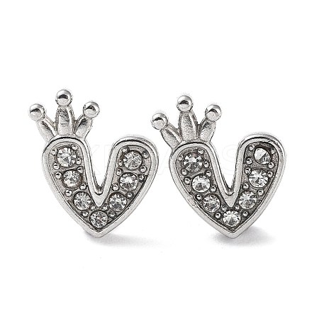 304 Stainless Steel with Rhinestone Stud Earrings EJEW-Q788-01P-1