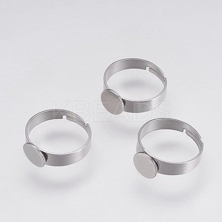 Tarnish Resistant Adjustable 304 Stainless Steel Pad Ring Settings LS-X-STAS-I088-I-01P-1