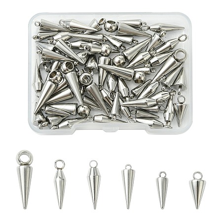 60Pcs 6 Styles 201/304 Stainless Steel Pendants STAS-CJ0002-93-1