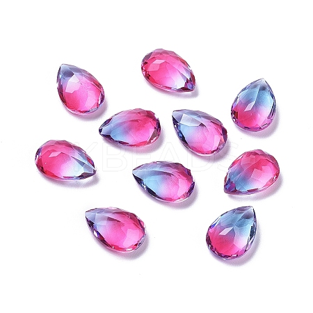 Two Tone Transparent Glass Rhinestone Cabochons EGLA-L022A-02-1