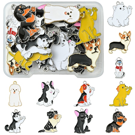 22Pcs 11 Styles Rack Plating Alloy Enamel Pendants FIND-FS0002-76-1