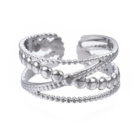 Non-Tarnish 304 Stainless Steel Criss Cross Open Cuff Ring LS-RJEW-T023-23P-1