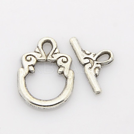 Tibetan Style Alloy Ring Toggle Clasps X1-PALLOY-J471-24AS-1