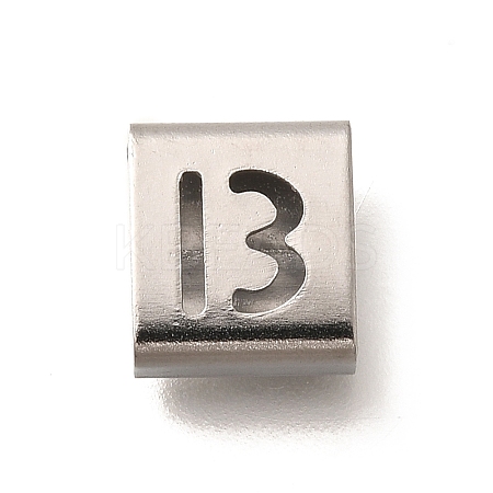 Letter Style 304 Stainless Steel Square Slide Charms STAS-L132-12B-1