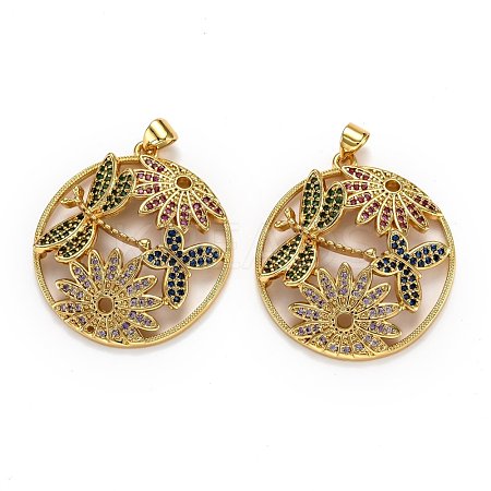 Autumn Theme Brass Micro Pave Cubic Zirconia Pendants ZIRC-L100-022G-1