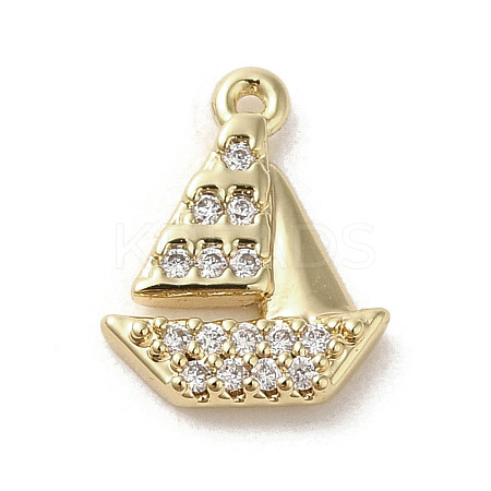 Brass Micro Pave Cubic Zirconia Charms KK-C043-06G-1