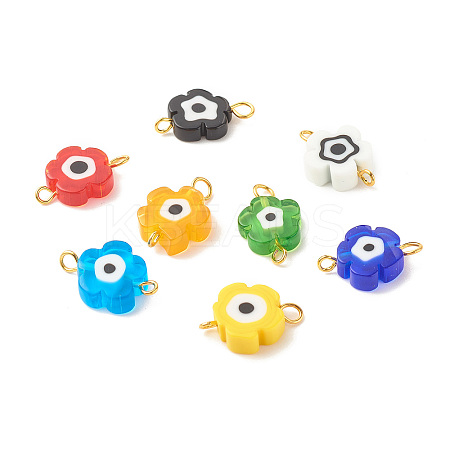 Handmade Millefiori Glass Connector Charms PALLOY-JF01341-20A-1