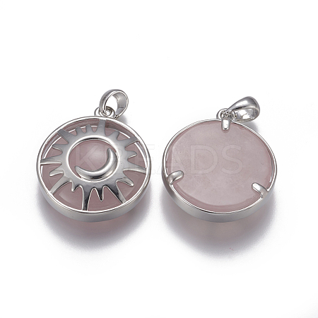 Natural Rose Quartz Pendants G-XCP0001-47-1