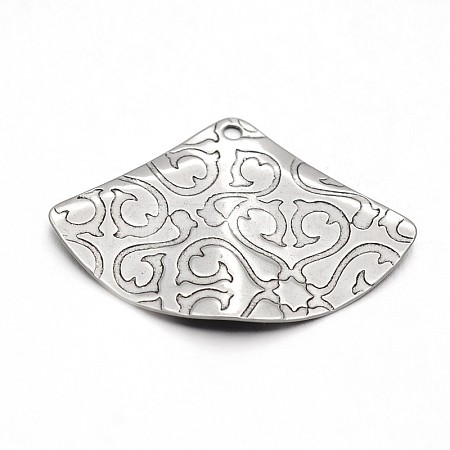 Tarnish Resistant Carved 304 Stainless Steel Fan Pendants LS-X-STAS-N073-10-1