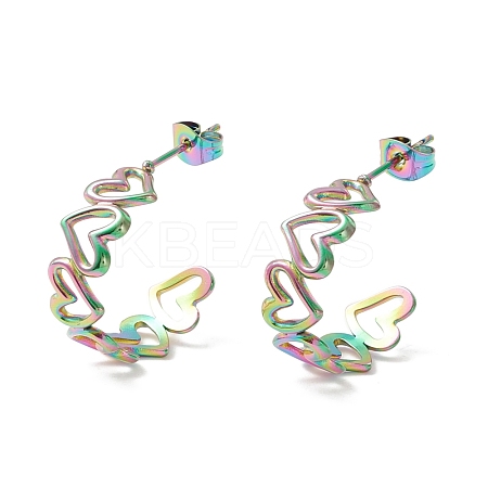 304 Stainless Steel C-shape Stud Earrings EJEW-P197-01MC-1