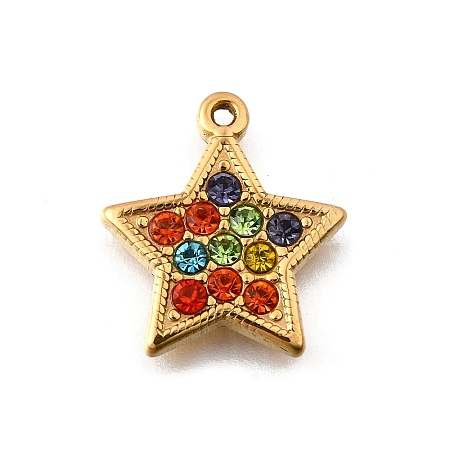 304 Stainless Steel Micro Pave Rhinestone Pendants Charms STAS-K256-28G-01-1