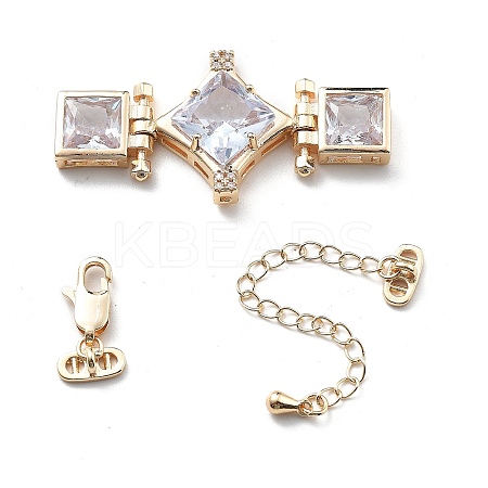 Brass & Cubic Zirconia & Glass Watch Band Clasps LS-KK-G523-03G-01-1