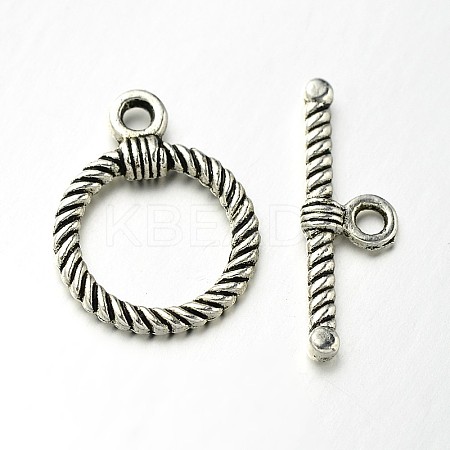 Tibetan Style Alloy Ring Toggle Clasps PALLOY-N0112-01AS-1