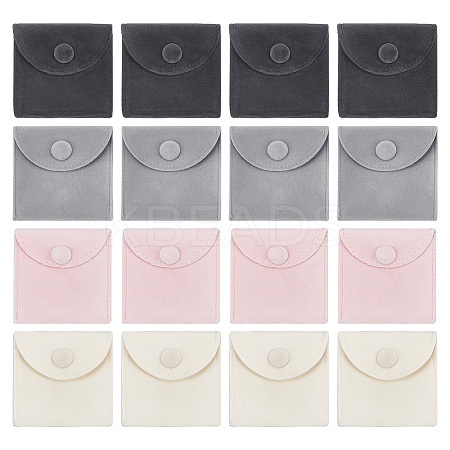 20Pcs 4 Colors Square Velvet Jewelry Bags TP-NB0001-56-1