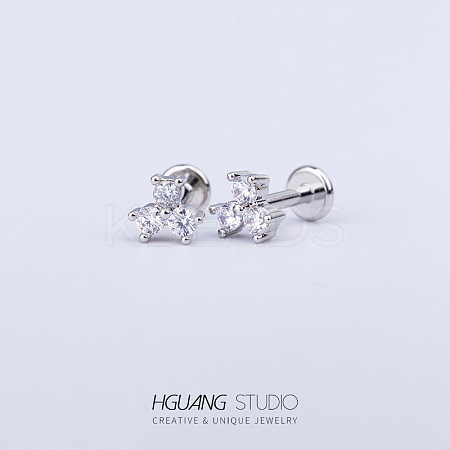 Stainless Steel Micro Pave Clear Cubic Zirconia Cartilage Earrings for Women Men WG126FA-15-1