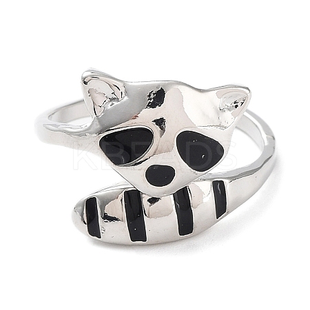 Enamel Raccoon Open Cuff Ring LS-PW23031603738-1