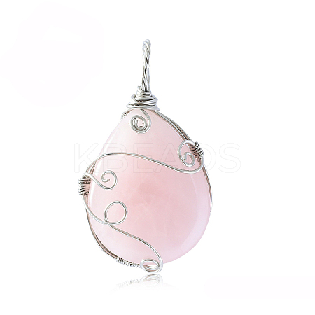 Natural Rose Quartz Big Pendants LS-PW-WG20308-05-1