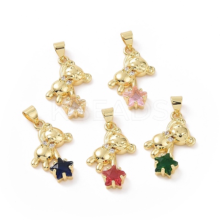 Brass Micro Pave Cubic Zirconia Pendants KK-E074-03G-1