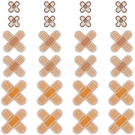 24Pcs 3 Styles Adhesive Bandage Shape Medical Theme Non-Woven Fabrics Computerized Embroidery Cloth Iron on/Sew on Patches PATC-CY0001-34-1