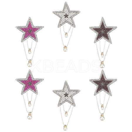 6Pcs 3 Colors Glass Hotfix Rhinestone Iron on Patches DIY-AR0002-28-1