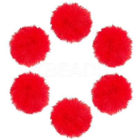 12Pcs Handmade Faux Rabbit Fur Pom Pom Ball Covered Pendants WOVE-SC0001-06D-1