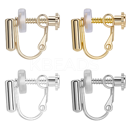 16Pcs 4 Styles Rack Plating Brass Clip-on Earring Converters Findings KK-BBC0019-59-1