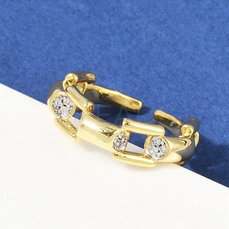 Brass Micro Pave Cubic Zirconia Open Cuff Ring for Women RJEW-F177-03GP-09-1