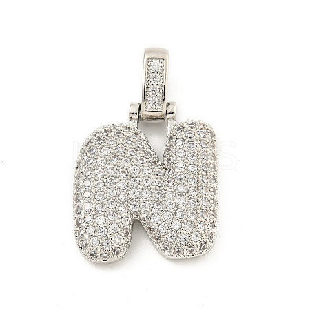Brass Micro Pave Clear Cubic Zirconia Pendants KK-B099-01P-N-1