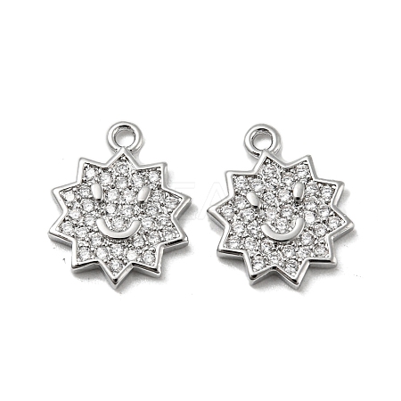 Brass Micro Pave Clear Cubic Zirconia Charms KK-H460-16P-1