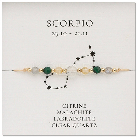 Natural stone constellation bracelet with 12 zodiac signs X-NR2952-12-1