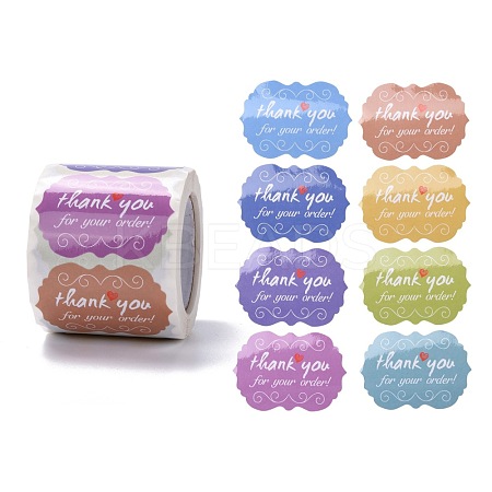 Lace Shape Paper Thank You Stickers DIY-C042-01-1