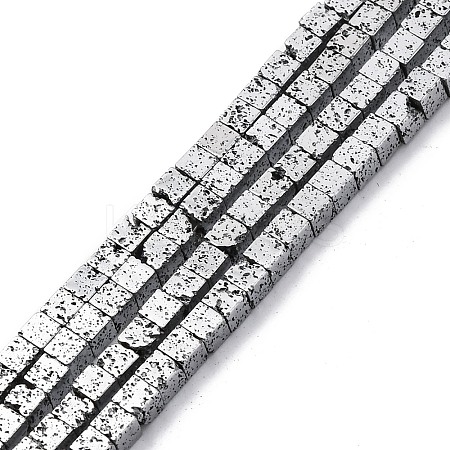 Electroplated Natural Lava Rock Beads Strands G-A256-B01-02E-1
