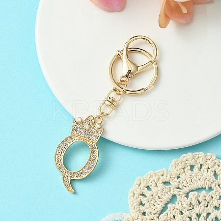 Golden Alloy Rhinestone Keychain KEYC-YW00105-17-1
