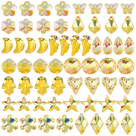 60Pcs 15 Colors UV Plating Glass Pendants GLAA-PH0003-89-1