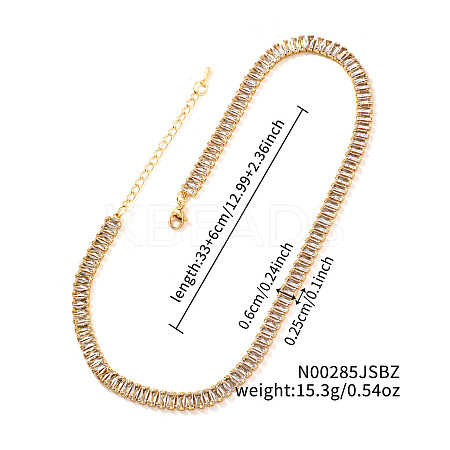 Brass Pave Rectangle Cubic Zirconia Tennis Necklaces for Women PW2283-5-1